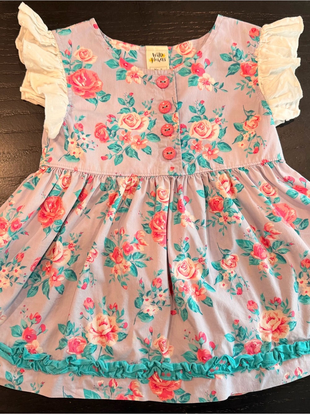 EUC Wildflowers Pink & Teal Floral Button-Front Dress, Size 2